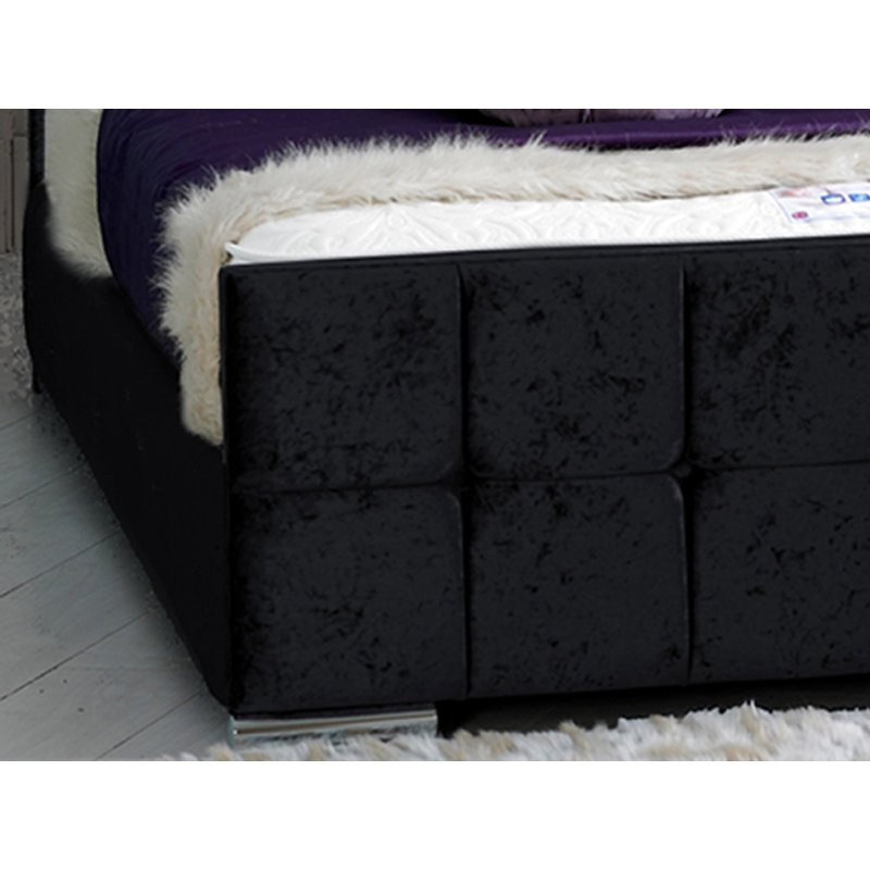 Margaux Upholstered Bed, Single (3'), Black Crush Velvet