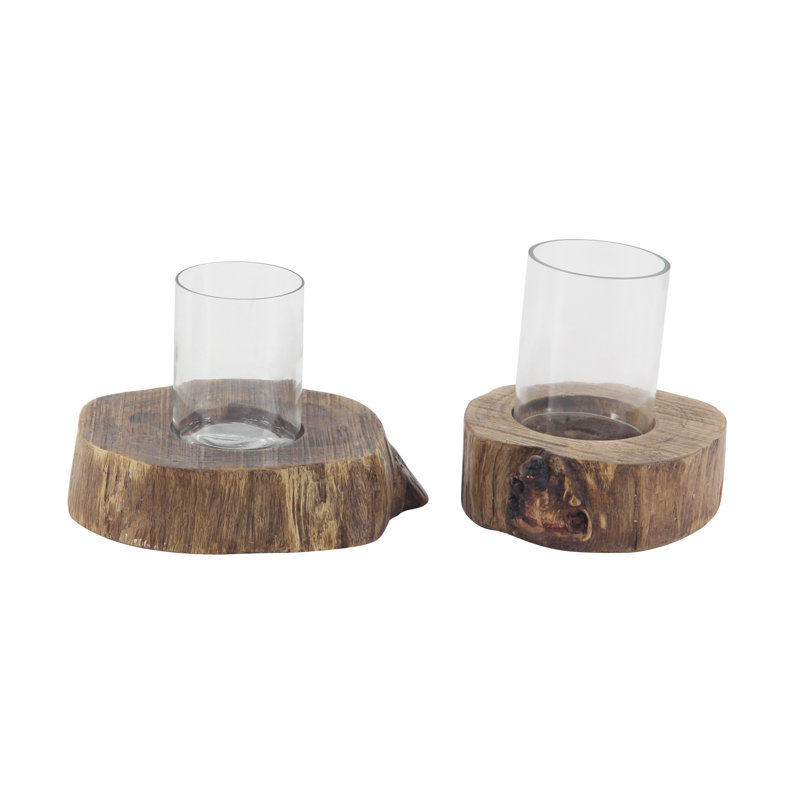 Ensemble de support d’ouragan en bois 2 pièces rustique, H 8 po x l 8 po x P 8 po