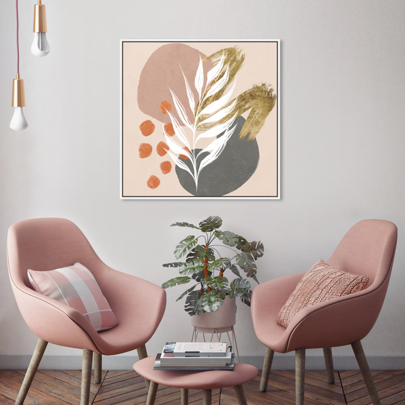 Brise pâle - peinture sur toile, Cadre flottant blanc, H 24 po x l 24 po