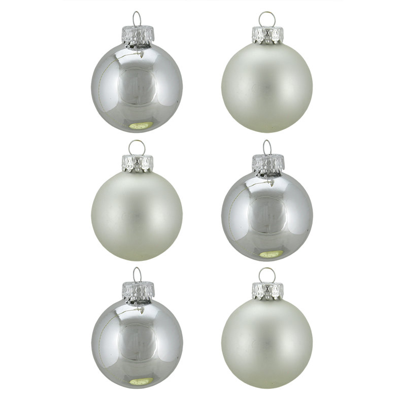 Boules de Noël en verre cobalt brillant et mat 2,5 po (65 mm), Argent