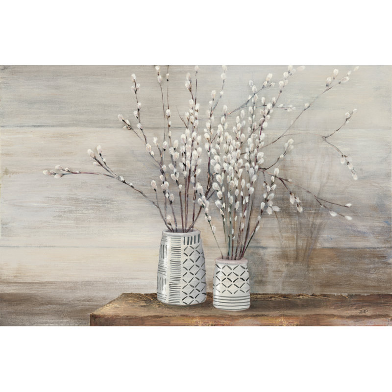 Pussy Willow Still Life With Designs by Julia Purinton - Wrapped Canvas Painting, 20cm H x 30cm W