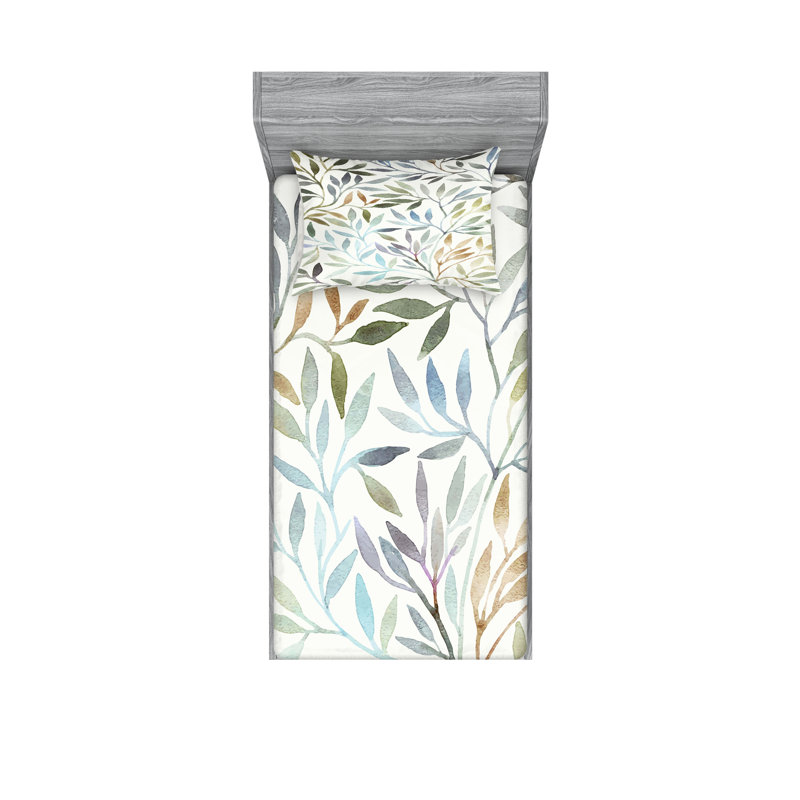 Multicolore ensemble de draps et taies décoratives Ambesonne, Ensemble de draps pour lit simple avec deux taies 