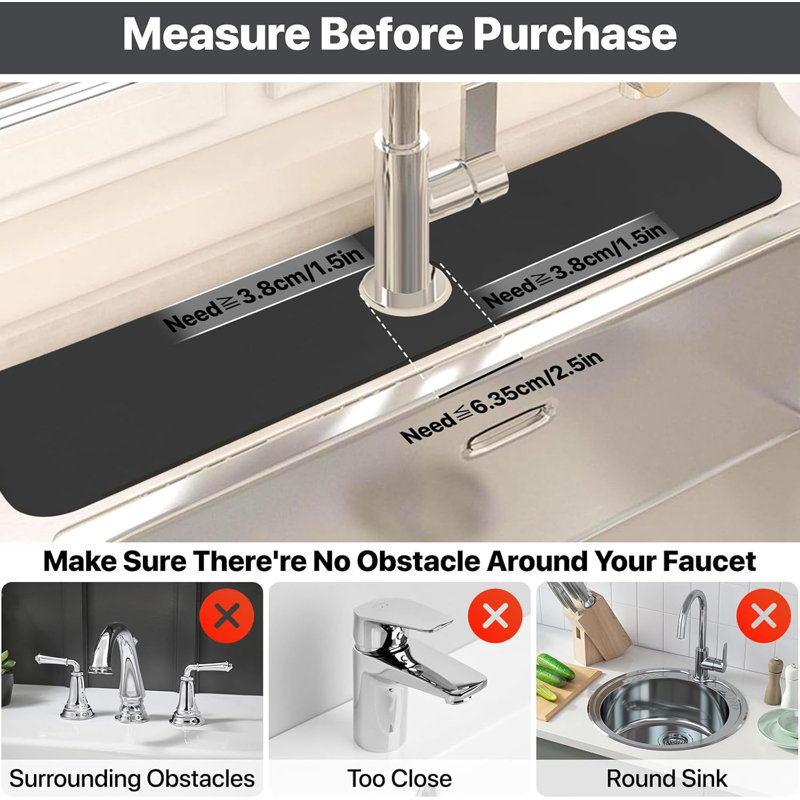 Black Dishcloth + Faucet Pad, Suitable For Kitchen Sink, Anti-Slip Rubber Bottom, Kitchen Sink Pad - 2-Piece Set