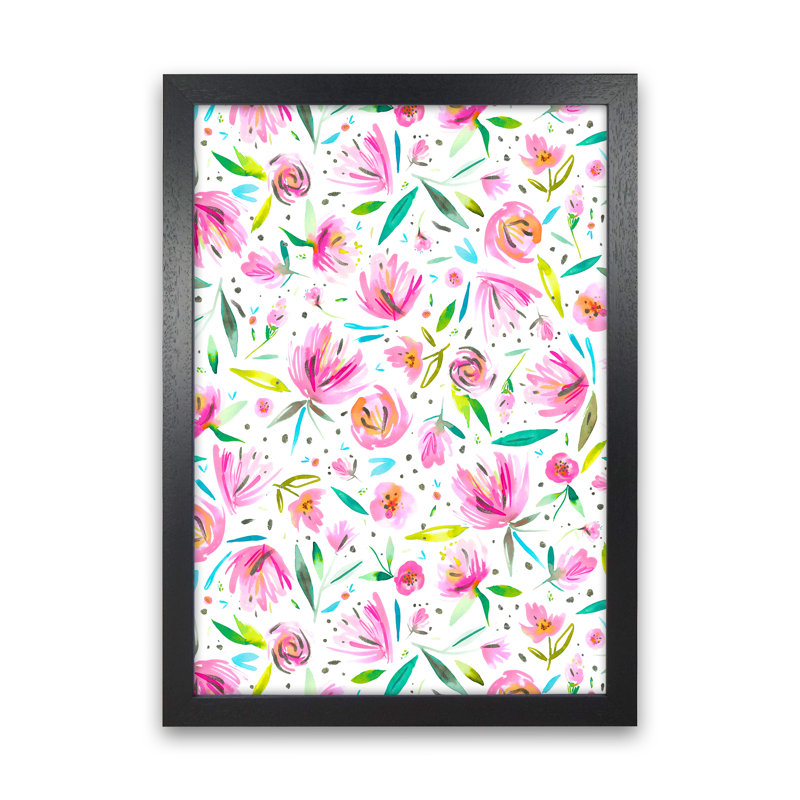 Peonies Pink - Print, Black Framed, 46cm H x 34cm W x 3cm D