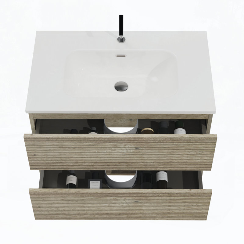 Meuble-lavabo 30 po avec lavabo, Chêne