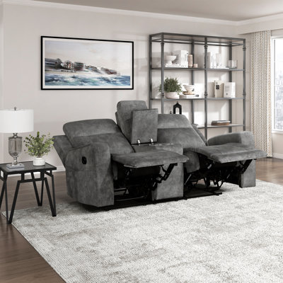 Leylashka 71''W Microfiber Manual Double Reclining Love Seat with Centre Console
