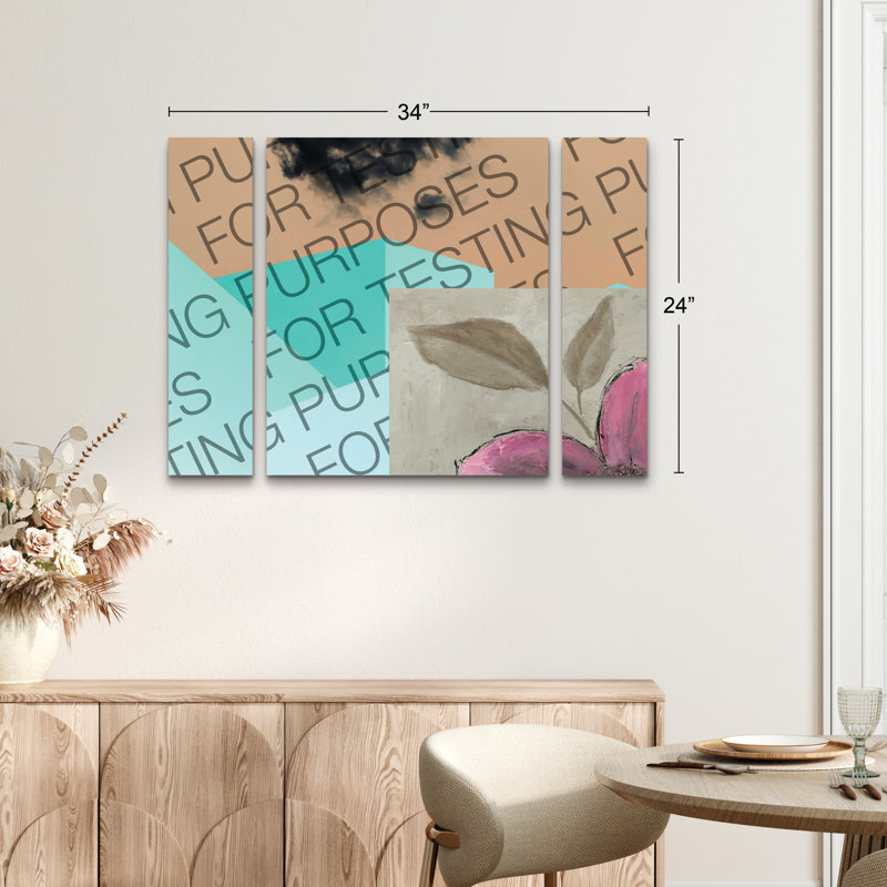 Ensemble de 3 panneaux muraux - Emily Adams «Plum Floral III», art mural sur toile pour le salon, la chambre à coucher ou le bureau 
