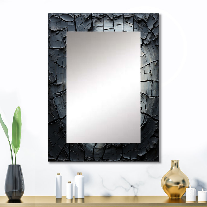 «Spiritual Grey Geode Stone Minimalisme III», miroir mural unique, 32 po x 24 po