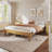 Solid Wood Bed Frame with Slatted Support, No Springs Required, Easy Assembly, Sturdy Center Leg-1874110817-1874110831
