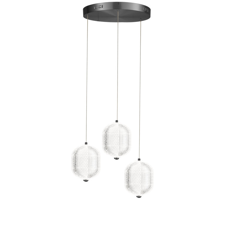 Luminaire suspendu 3 lumières DEL Peri, Laiton vieilli
