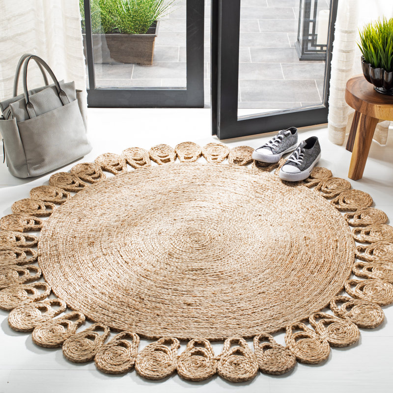 Tapis en jute tissé à la main Dieman, Rond 10 pi