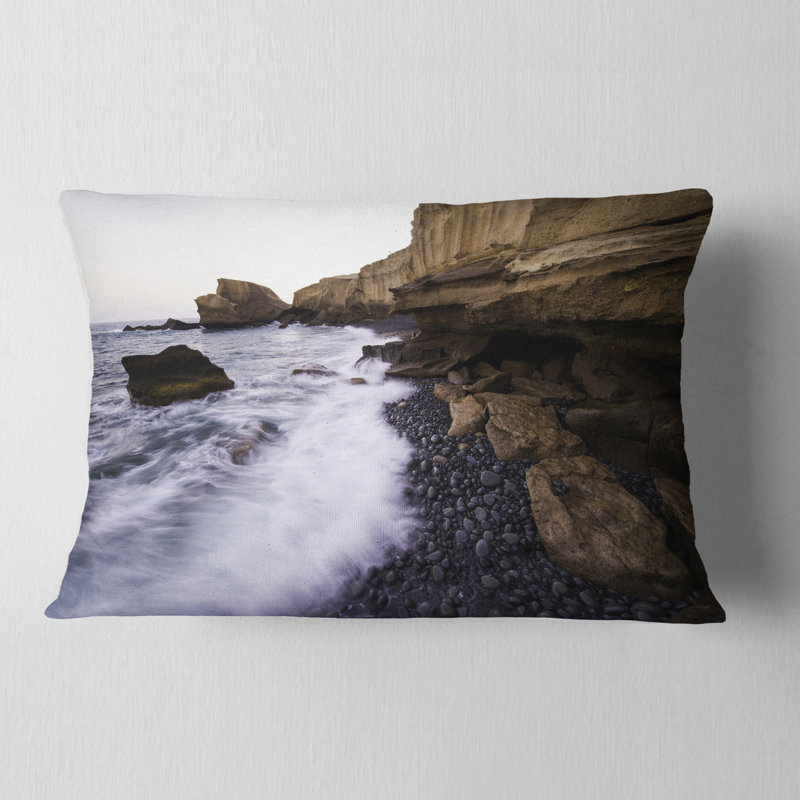 Coussin décoratif photo à roulement à la plage mer shore, H 12 po x l 20 po