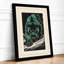 Green Bear Snarl Retro - Framed Print-238979176-238979182