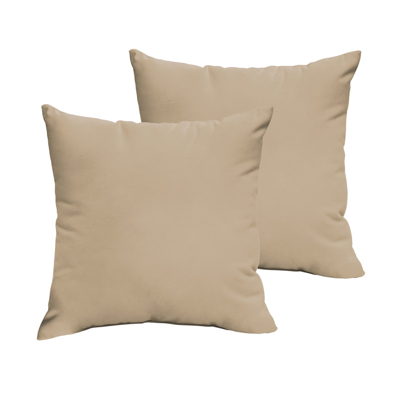 Borgey Solid Colour Outdoor Reversible Throw Pillow, Fresco Tan, 22" H x 22" W x 6" D