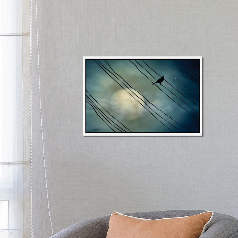 Pássaro Ao Luar (Bird Moonlight) by Marcel Caram - Print on Canvas, White Framed, 66.04 cm H x 45.72 cm W