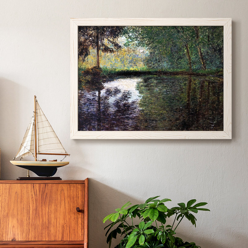 «The Pond At Montgeron 2», 1876, peinture sur toile encadrée, Blanc, H 26 po x l 38 po x P 1,5 po