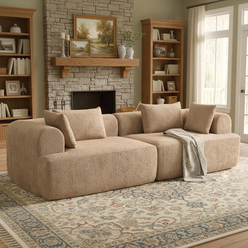 Aucun assemblage requis: canapé modulaire, canapé à assise profonde avec accoudoirs épais et rembourré moelleux pour le salon