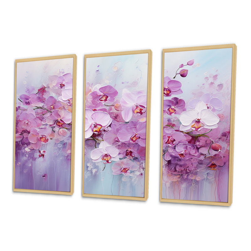 Pensées mauves Blooming Field - ensemble d'art mural sur toile Flower Field, Cadre naturel flottant