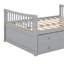 Lit de jour double avec lit gigogne simple et 3 tiroirs de rangement, lit capitaine avec lit gigogne, lit plateforme en bois-781763268