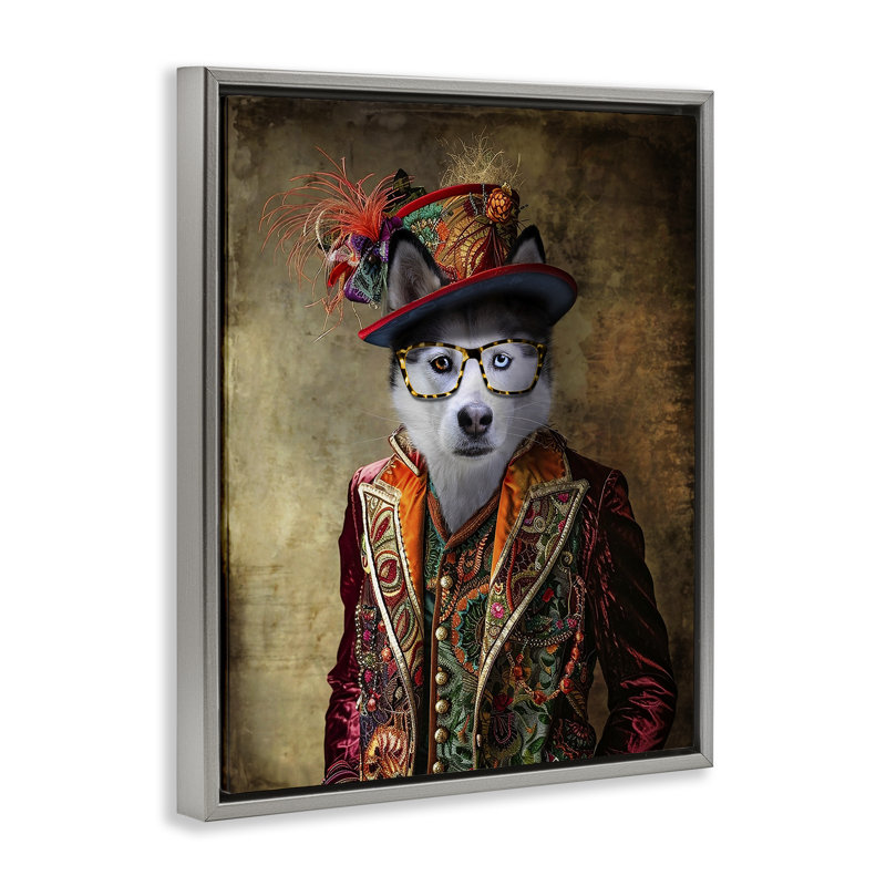 Husky Dog, Cadre flottant gris lustré, H 21 po x l 17 po