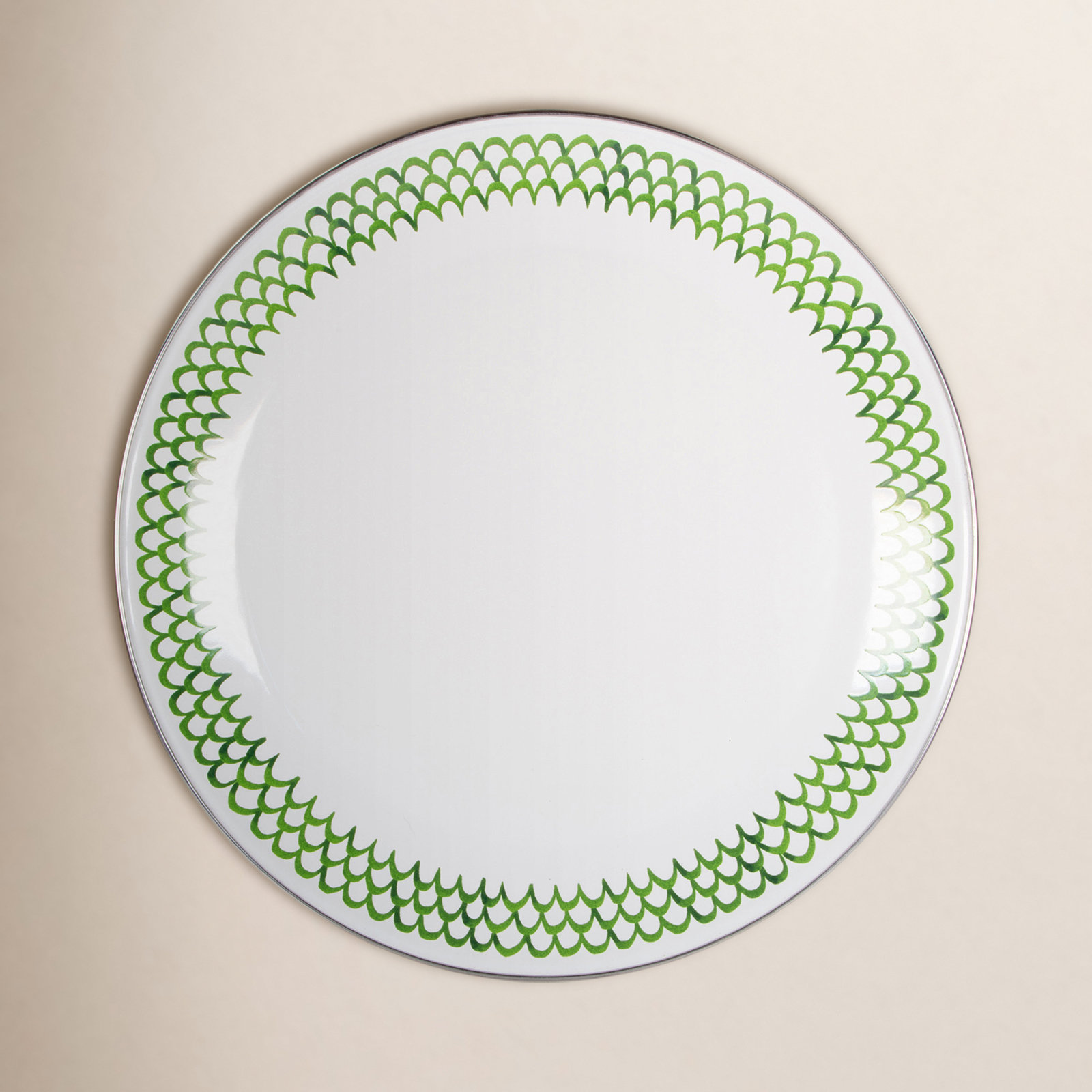 Green Scallop Enamel Serving Dish