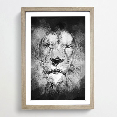 Lion Portrait in Abstract - Picture Frame Painting Print