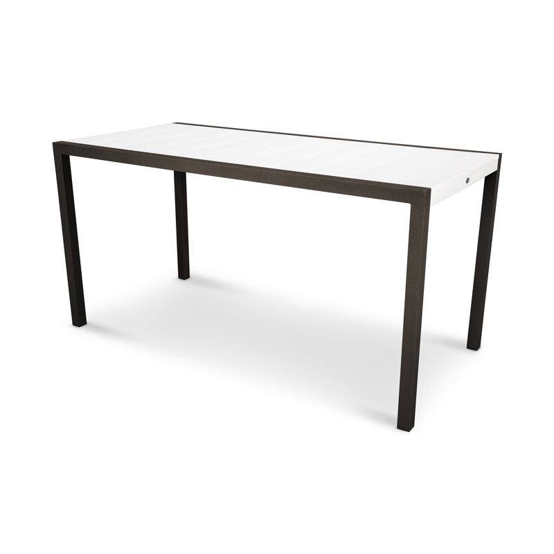 Table de comptoir POLYWOOD Surf City, Bronze texturé / Blanc classique, 36 po x 73 po
