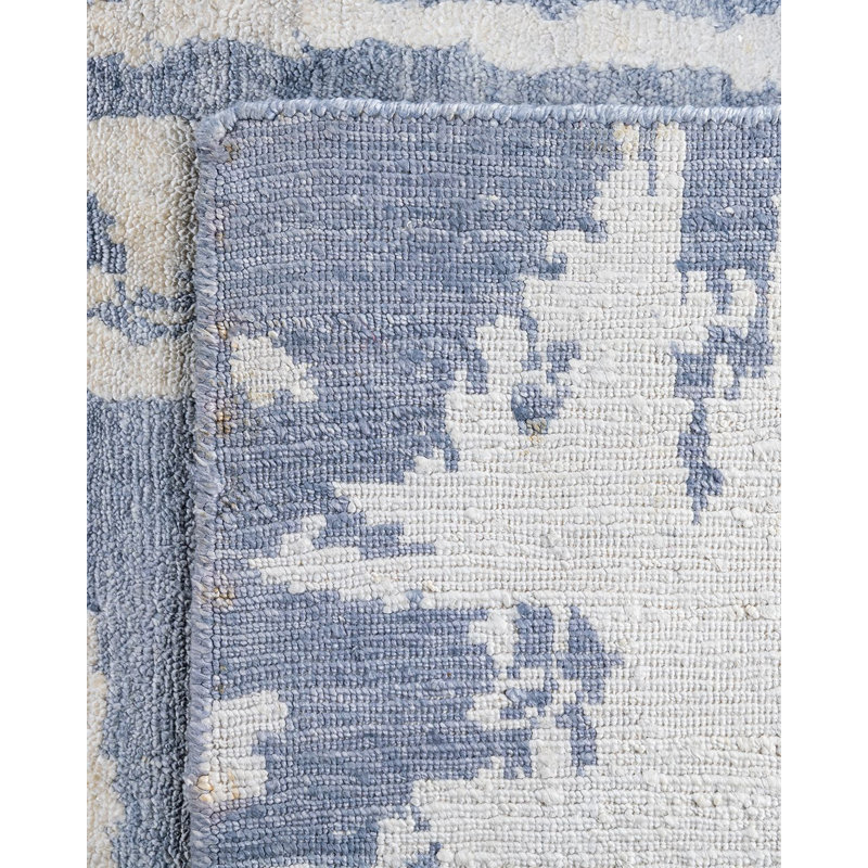 Tapis moderne noué à la main de conception unique - gris, 9 pi 1 po x 12 pi 2 po Modern