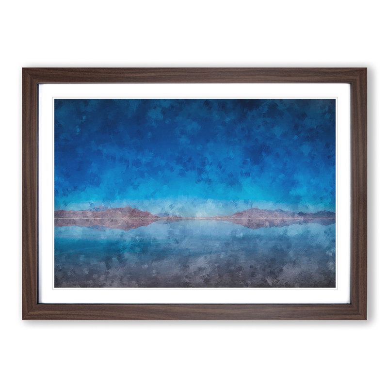 The Great Salt Lake In Utah - Single Picture Frame Painting on MDF, 24cm H x 33cm W x 2cm D, Walnut