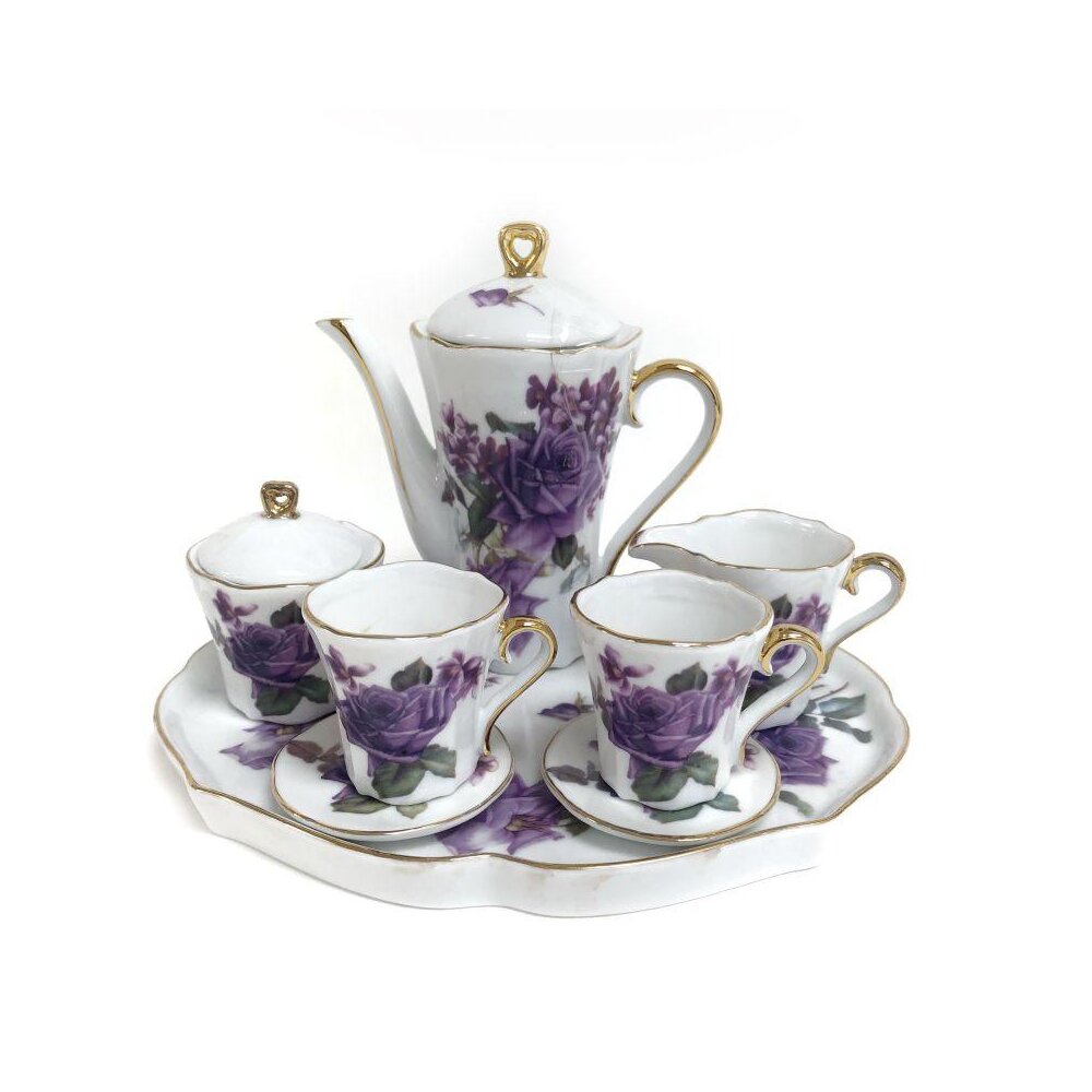 9 Pcs Set Teawere Retro Designer Cool Purple Sand Ceramic Teapot Set T –  acacuss