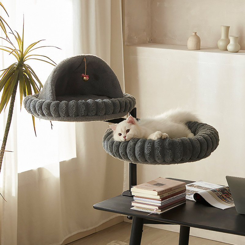 Lit de bureau pivotant à 360 ° à hauteur réglable, perchoir d'escalade compact pour chats de grande taille, Dark Grey