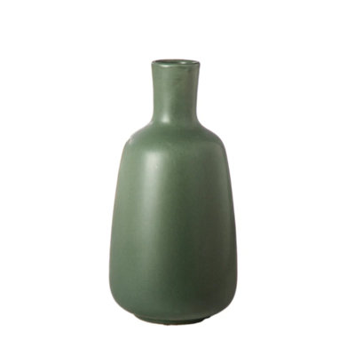 Ceramic Round Bellied Vase Matte Finish Green