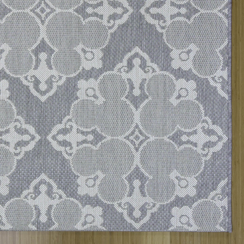 Tapis d'intérieur / extérieur à motif de médaillon gris sous licence Disney, Rectangle 7 pi 10 po x 10 pi