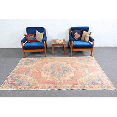 Vintage Turkish Oushak Area Rug - Wool Floor Carpet for Boho Living Room Decor