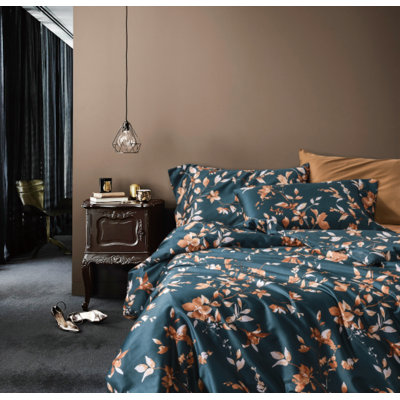 Egyptian-Quality Cotton Satin Floral Duvet Cover