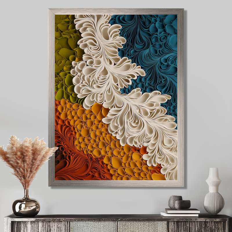 Noveta - Abstract Wall Art Living Room, Argent argent, H 32 po x l 24 po, Reproduction encadrée d'une seule photo