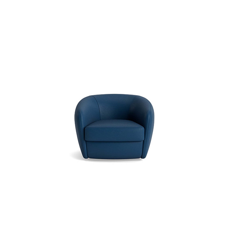 Elaine Leather Swivel Chair, Leather - Deep Blue