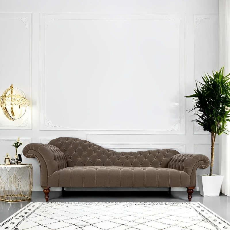 Chaise longue décontractée élégante et confortable, Gris, Orienté à gauche (vu de face)