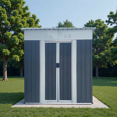 Abri de jardin à outils pour l'extérieur avec toit coulissant 5 pi x 3 pi avec cadre en alliage d'aluminium et porte coulissante, structure robuste