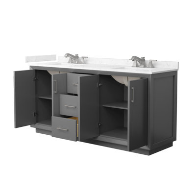 Strada 72" Freestanding Double Bathroom Vanity with Cultured Marble Top