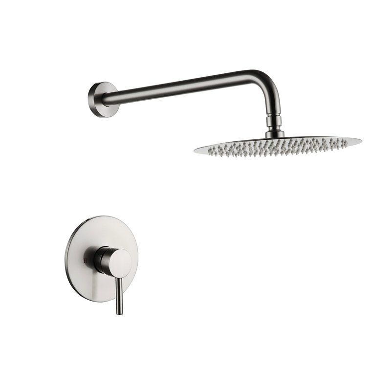 Robinet de douche en nickel brossé fixé au mur avec valve incluse - arrangement de fabrication en laiton