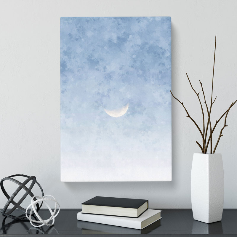 Crescent Moon In A Blue Sky - Wrapped Canvas, 76cm H x 50cm W x 3cm D