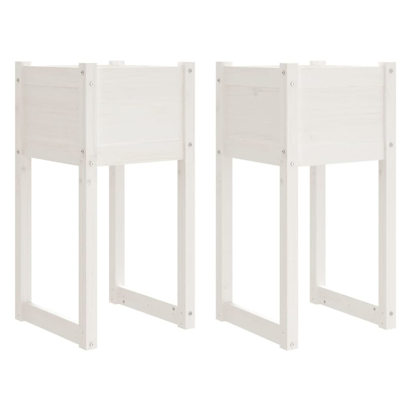 Wood Pot Planter, White, 81cm H x 40cm W x 40cm D