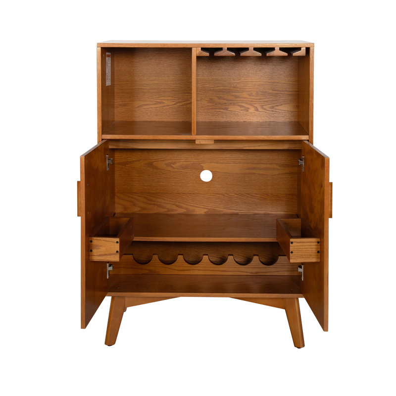 Armoire à boissons alcoolisées avec porte-verres à vin et support à vin et tablette réglable, armoire à vin, armoire à café pour la cuisine, buffet rustique avec rangement pour la salle à manger maison de campagne