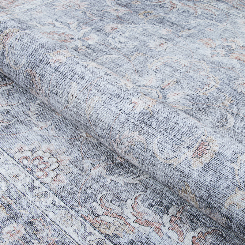 Gray Synthetic Non-slip Rectangular 8' x 10' Area Rug
