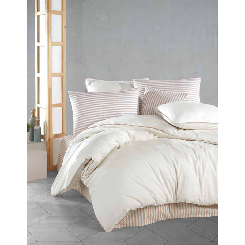 Cotton Duvet Cover, Cream, Queen Duvet Cover + 4 Queen Shams