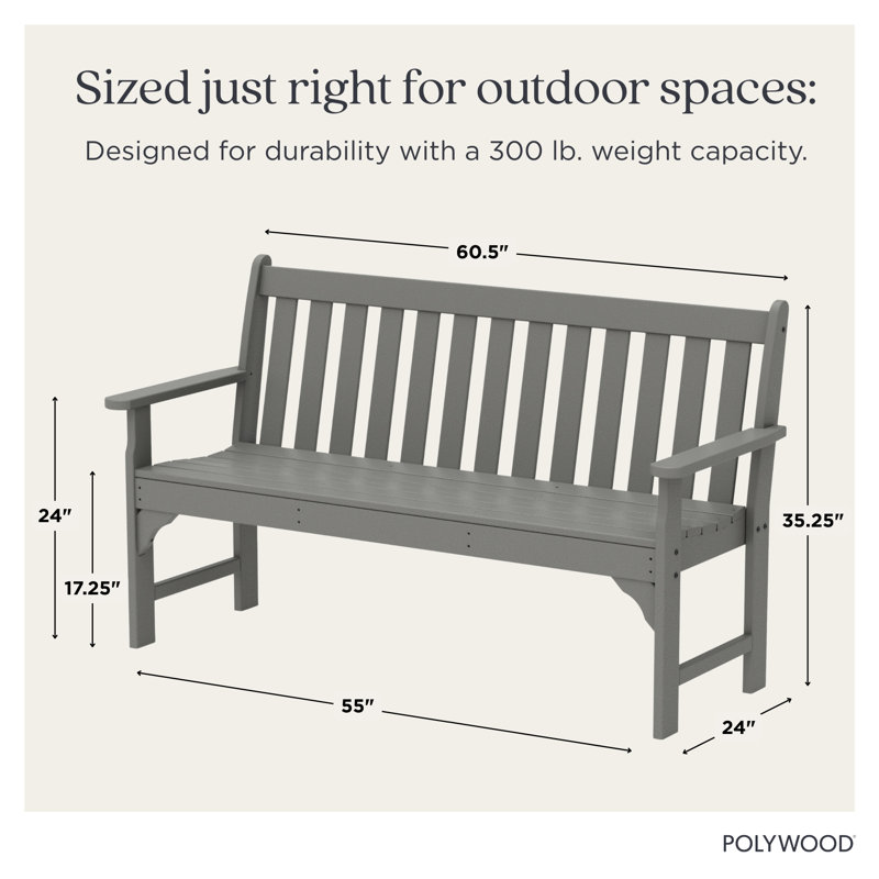 Banc de patio POLYWOOD Vineyard, H 35,25 po x l 60 po x P 24 po, Gris ardoise