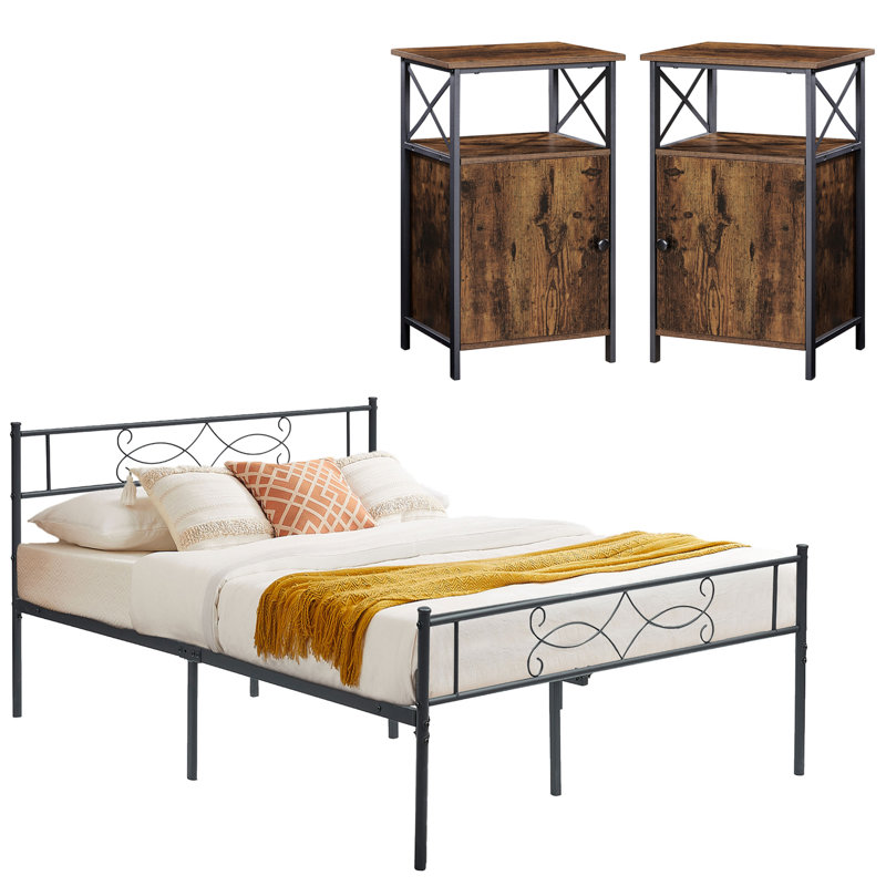 Ensemble de chambre à coucher en métal Alsa, Brun, Grand