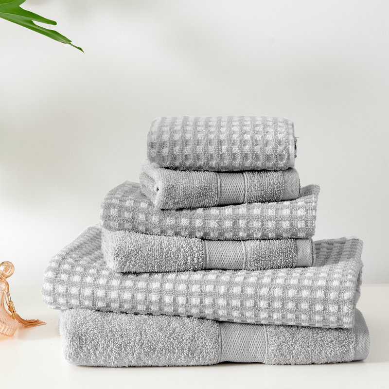 Ensemble de serviettes 6 pièces 100% coton, gris