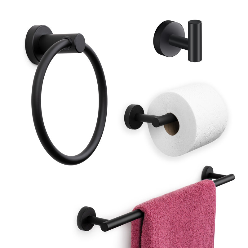 4 - Piece Bathroom Hardware Set, Matte Black